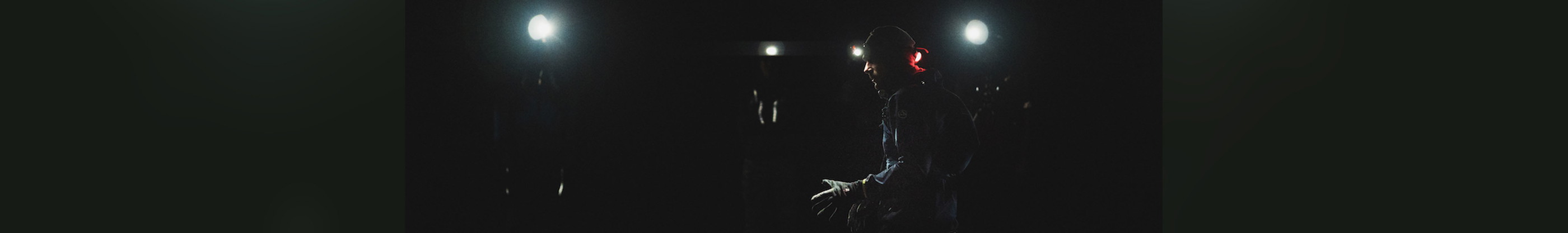 Man wearing a headtorch