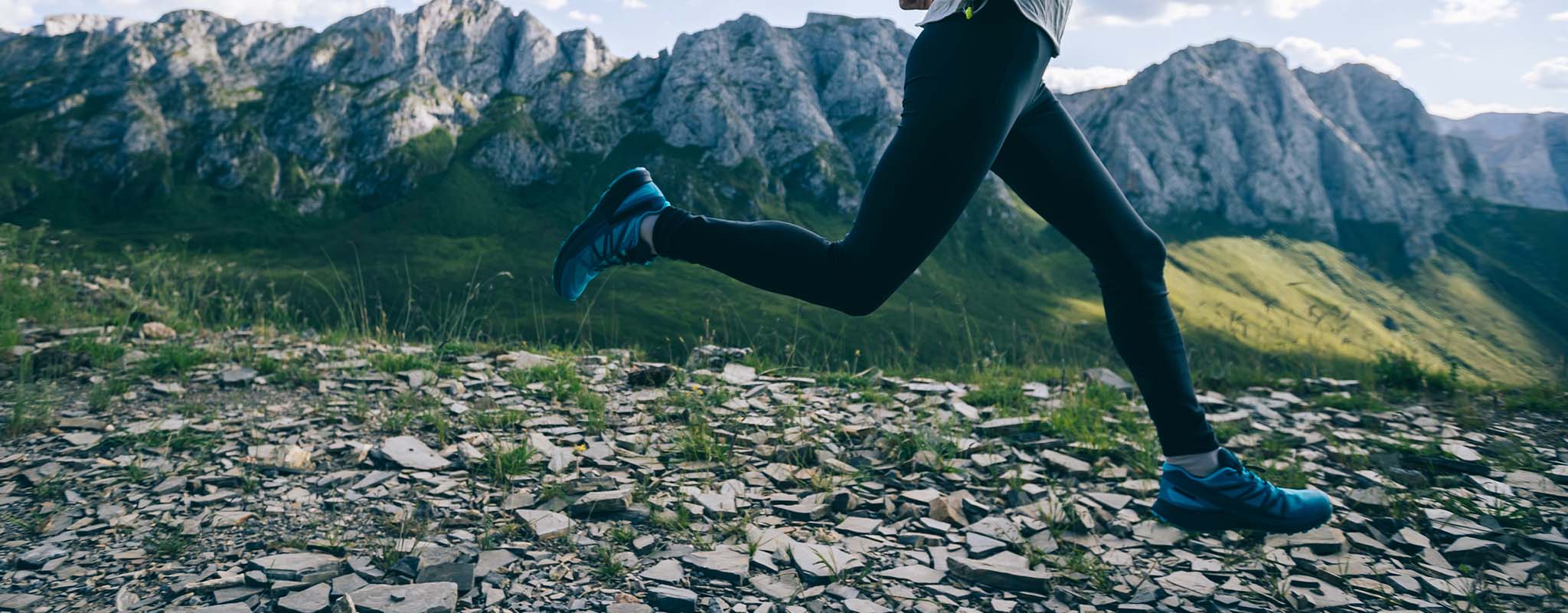 Womand and man running
